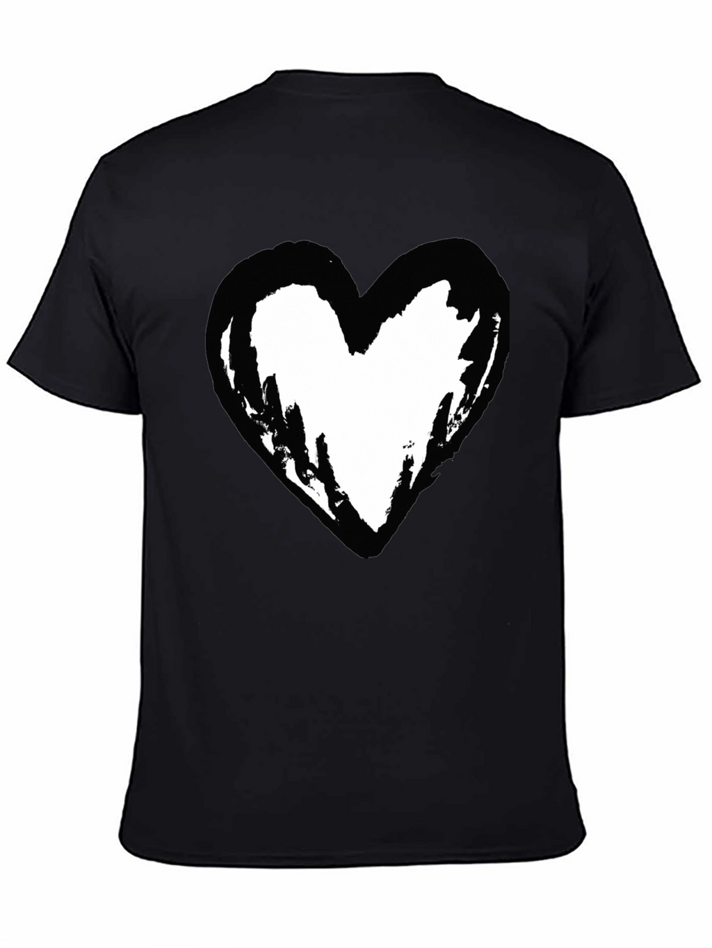 Black T-Shirt with Heart Graphic