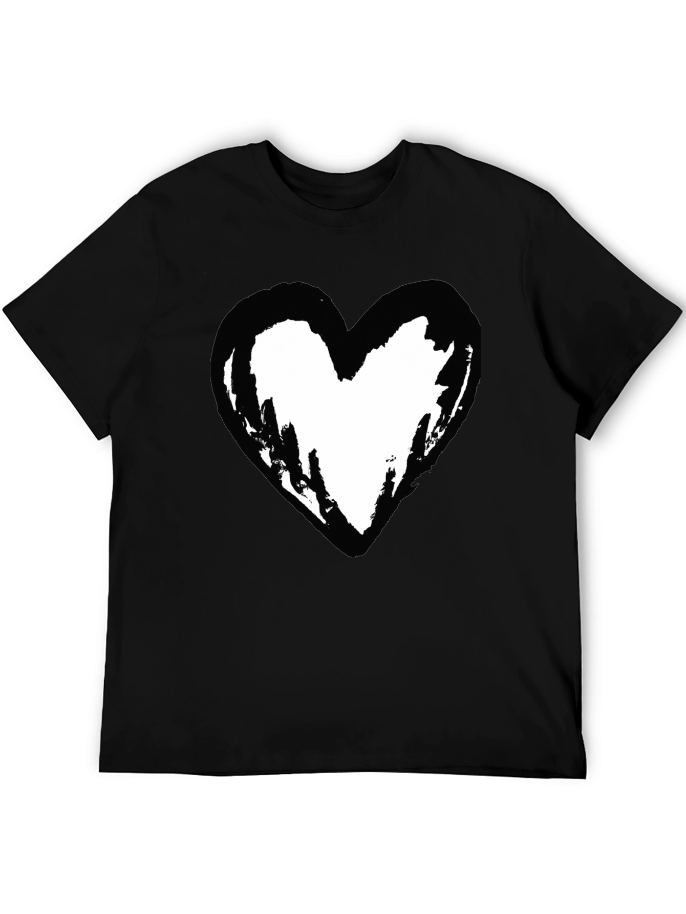 Black T-Shirt with Heart Graphic