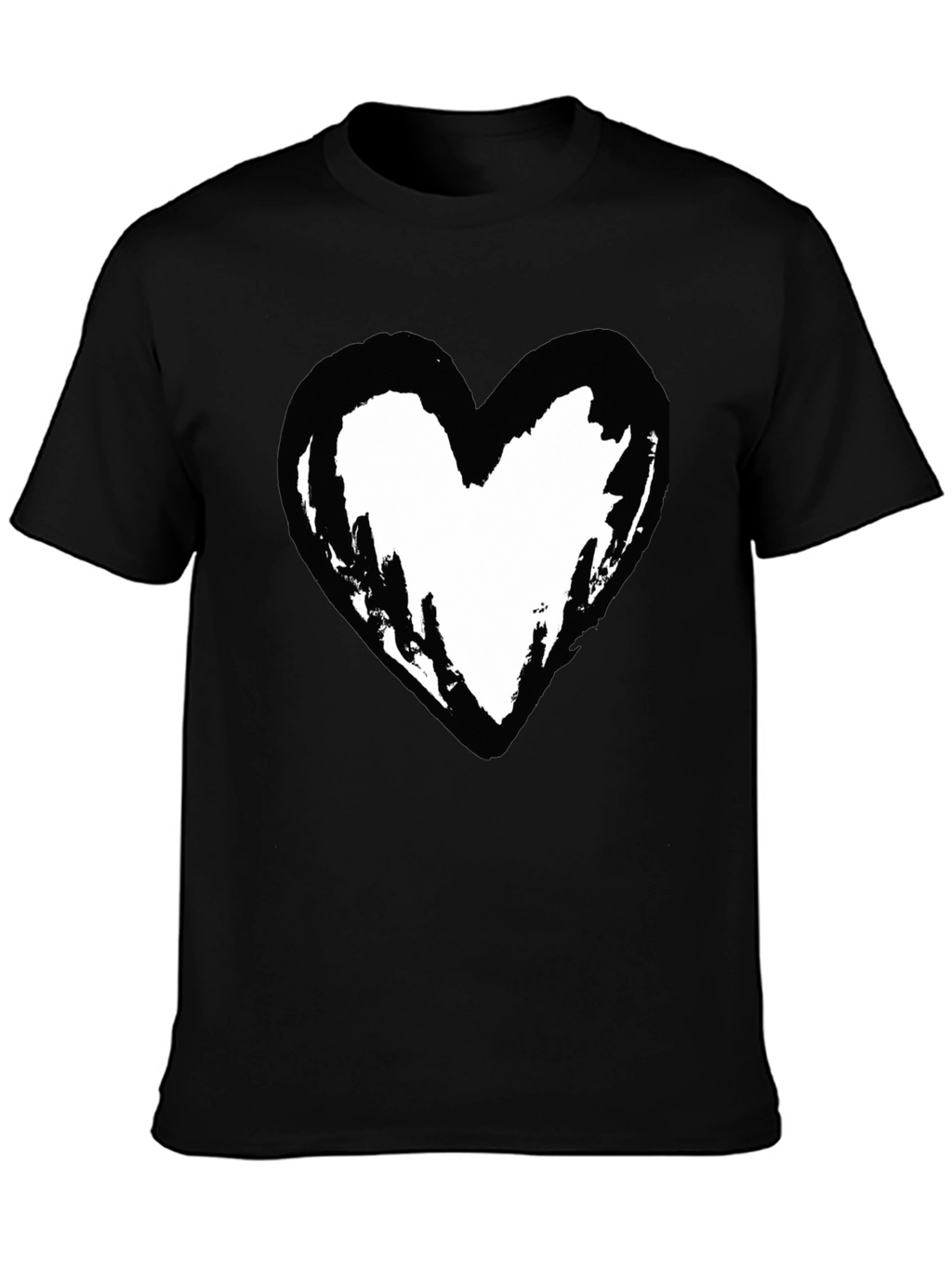 Black T-Shirt with Heart Graphic