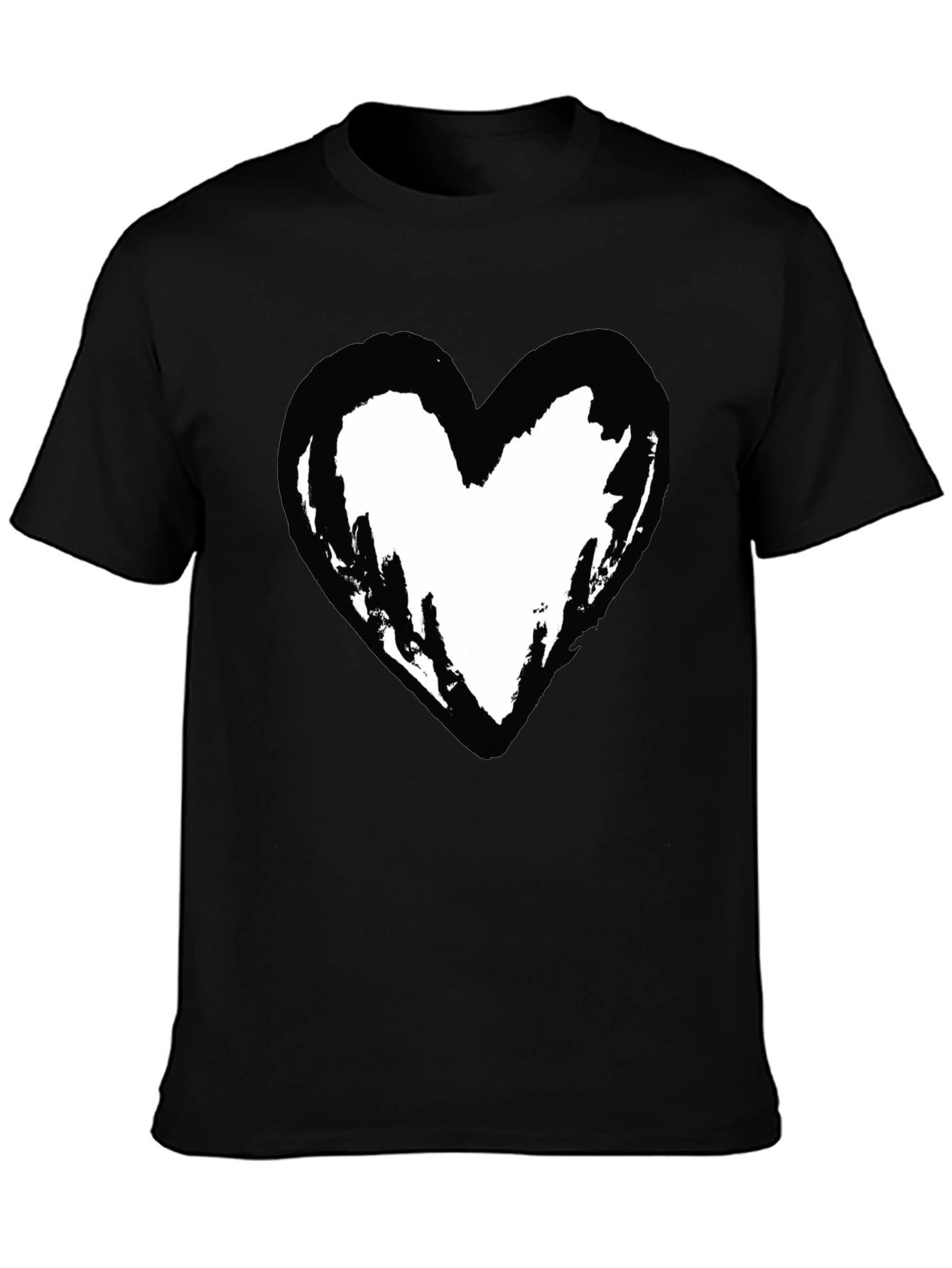 Black T-Shirt with Heart Graphic