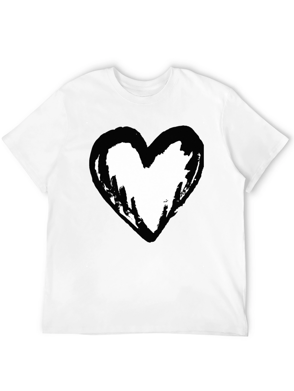 Black T-Shirt with Heart Graphic