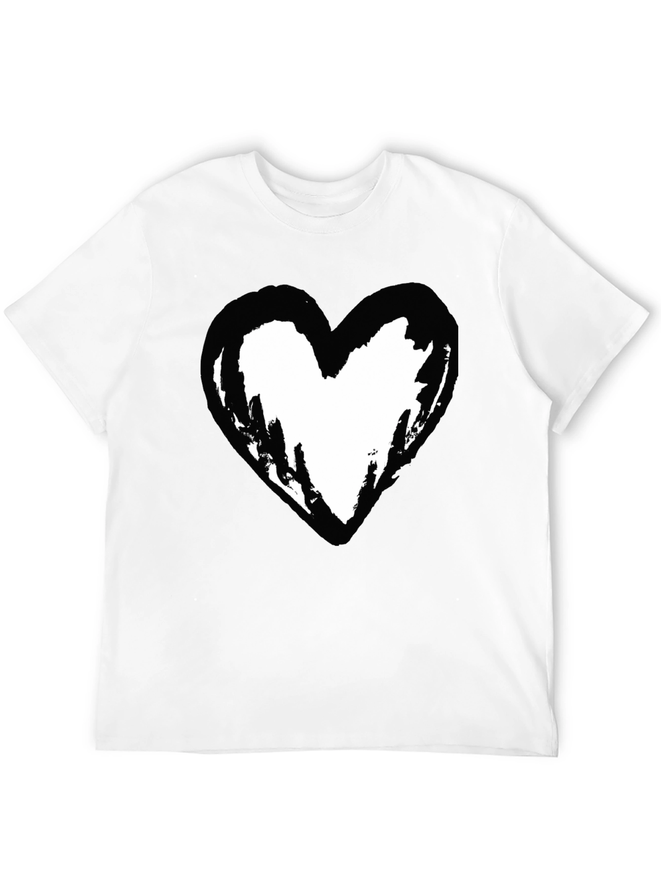 Black T-Shirt with Heart Graphic