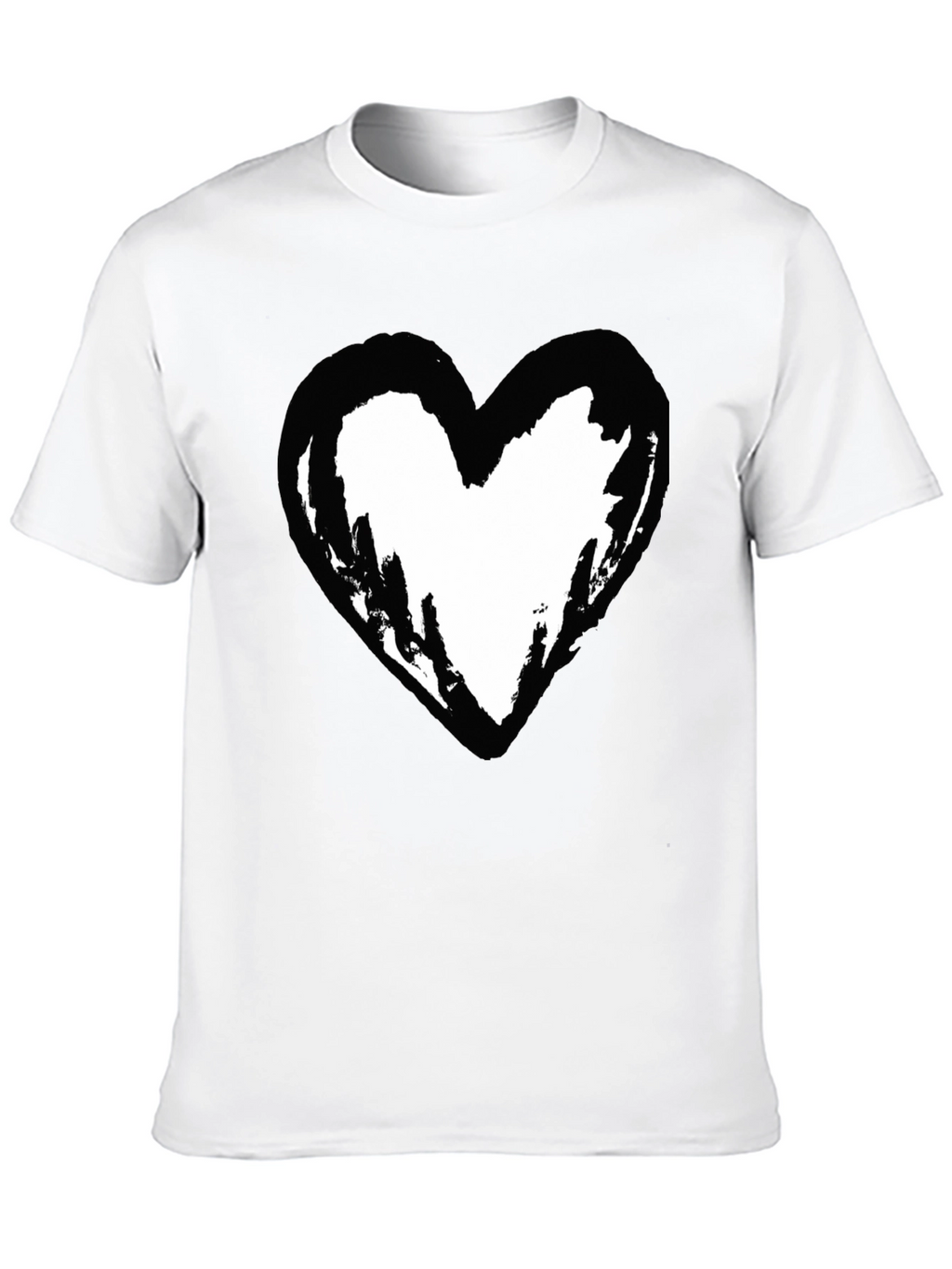Black T-Shirt with Heart Graphic