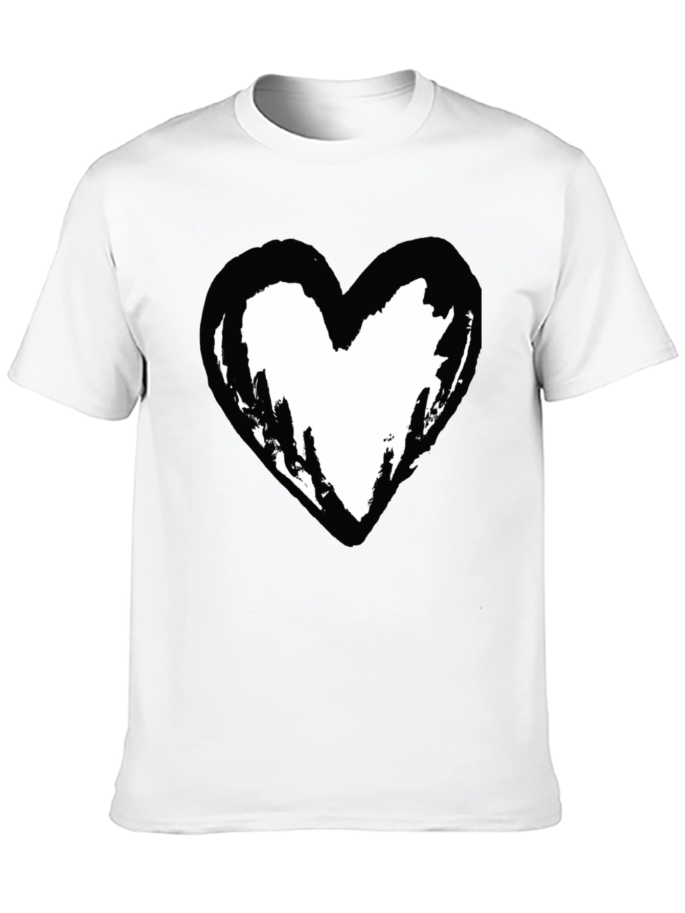 Black T-Shirt with Heart Graphic