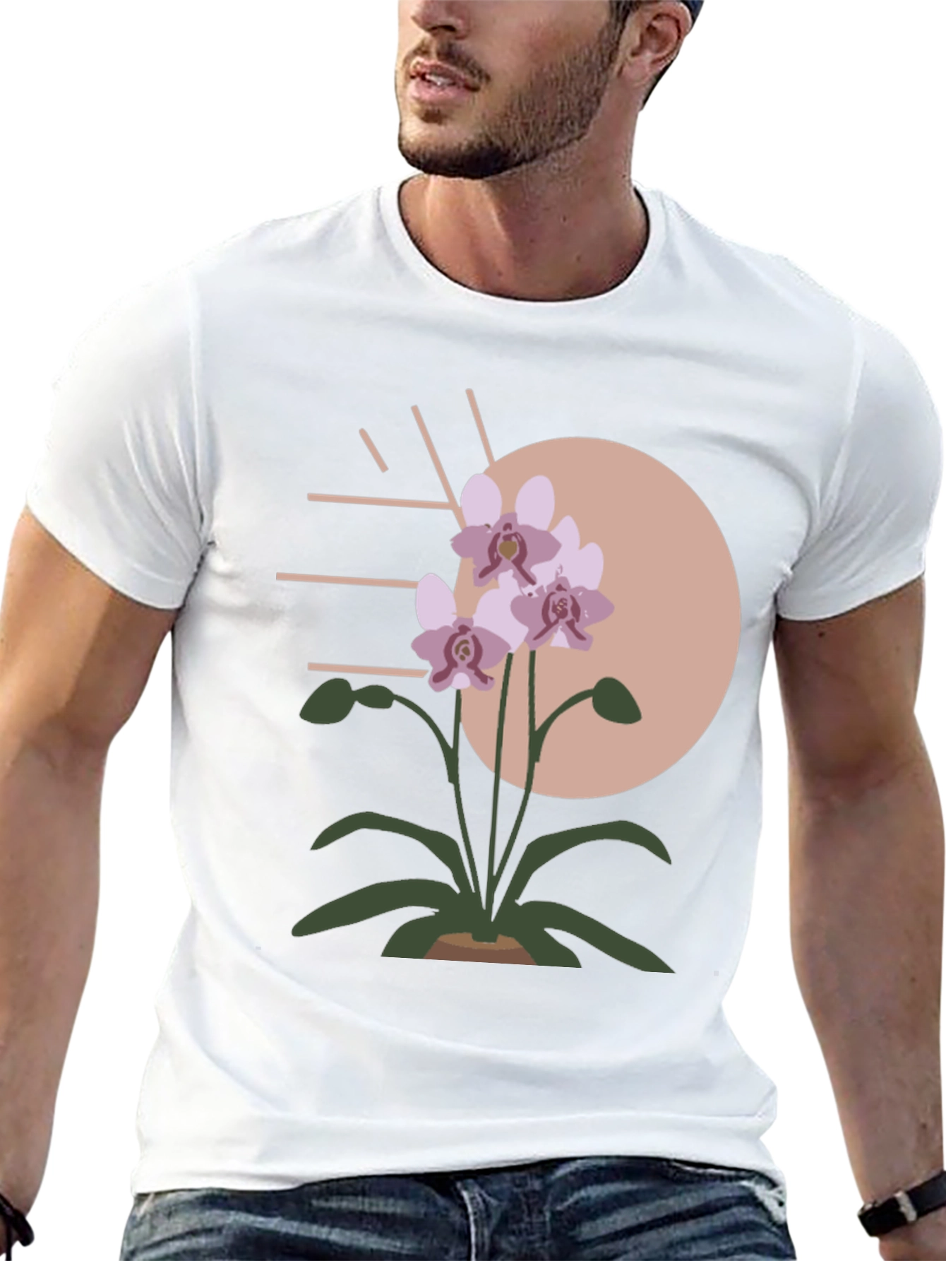 Modern Floral Graphic Tee - Stylish Mens Shirt