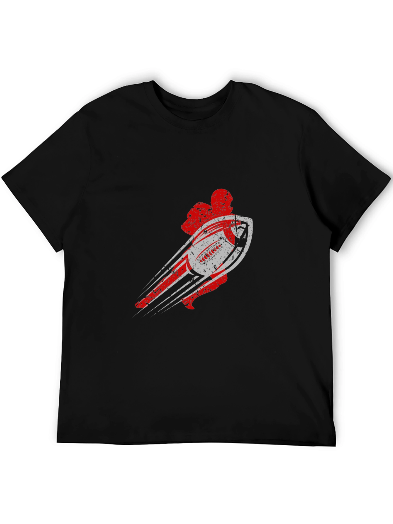 Distressed Football Graphic Tee - Black