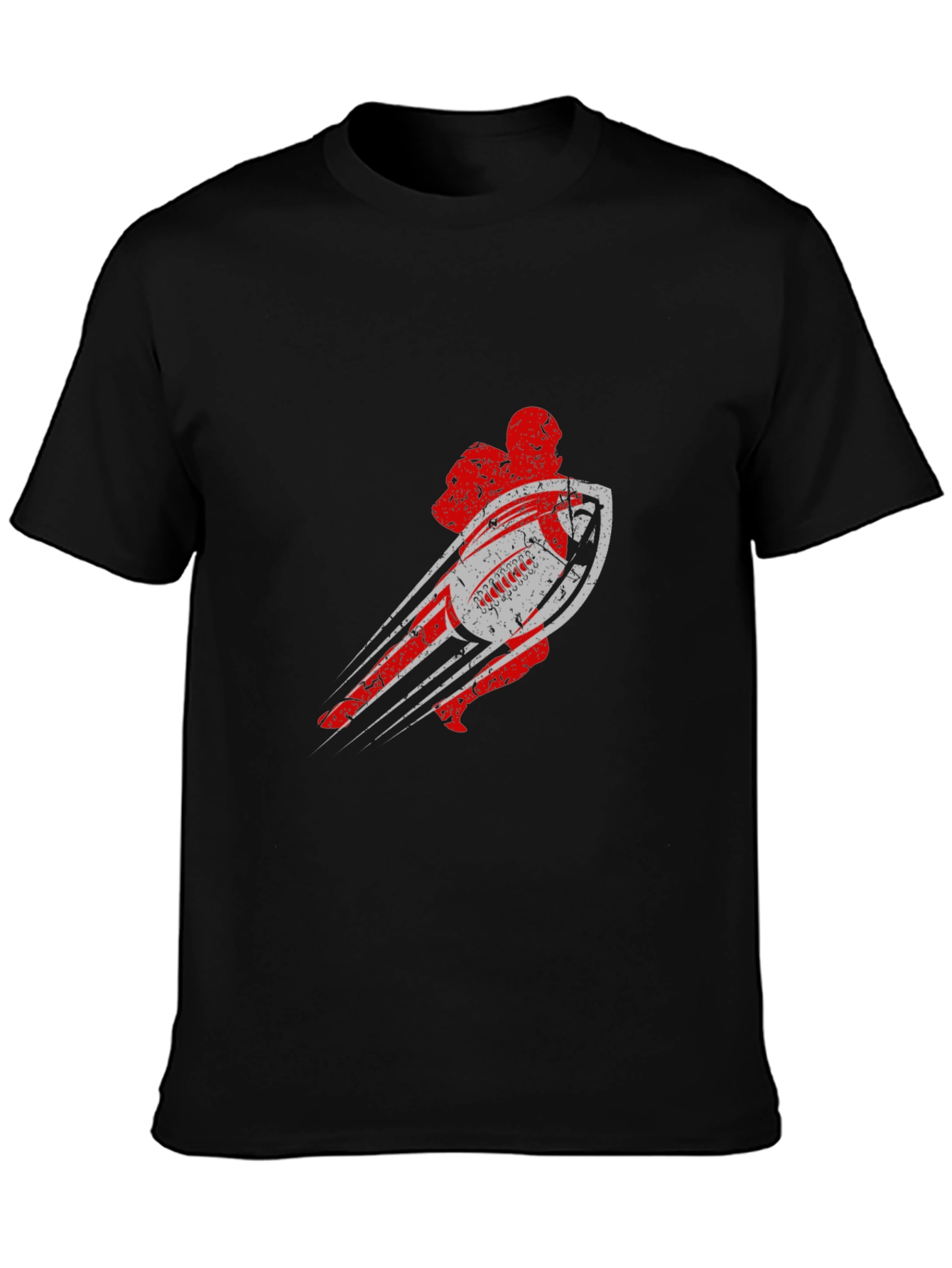 Distressed Football Graphic Tee - Black