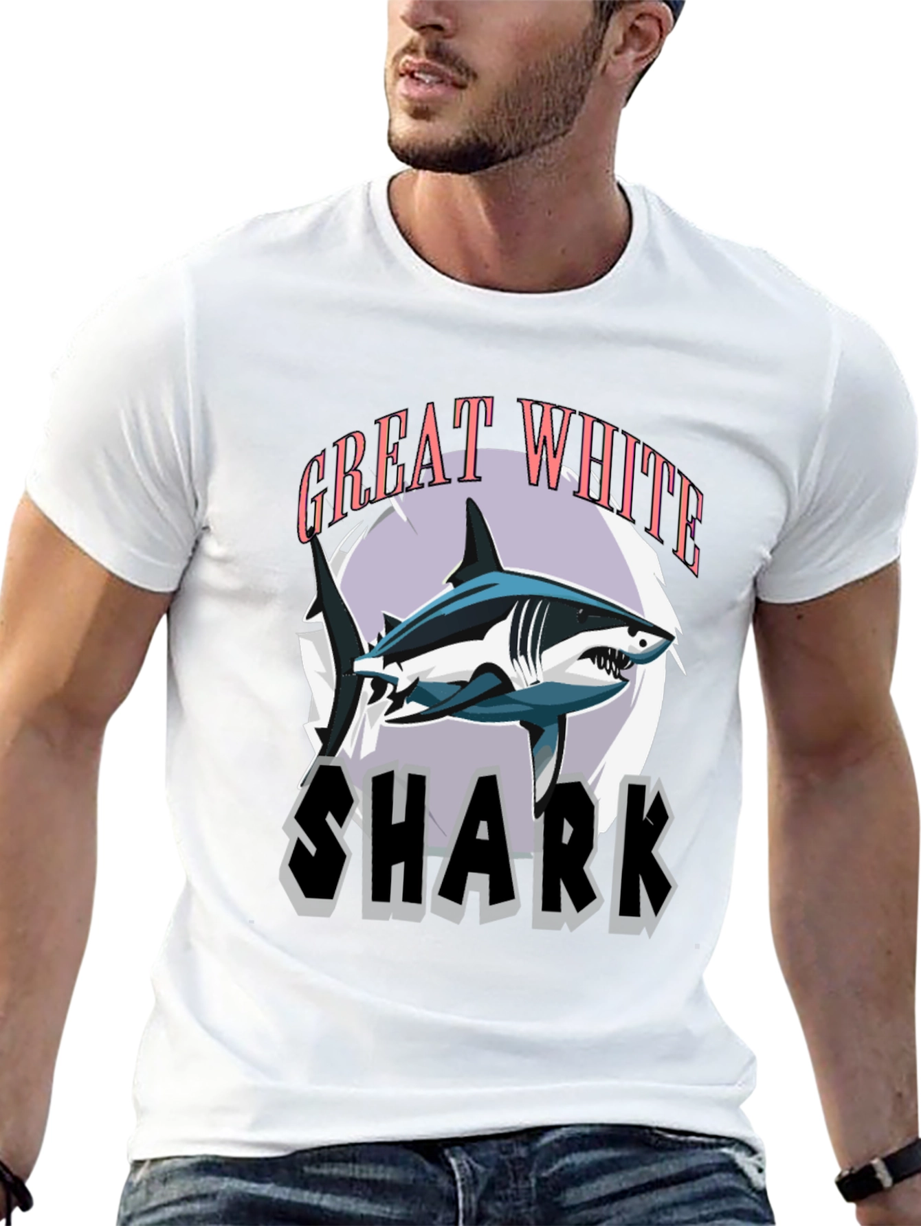 Great White Shark Graphic Tee - Stylish Mens T-Shirt