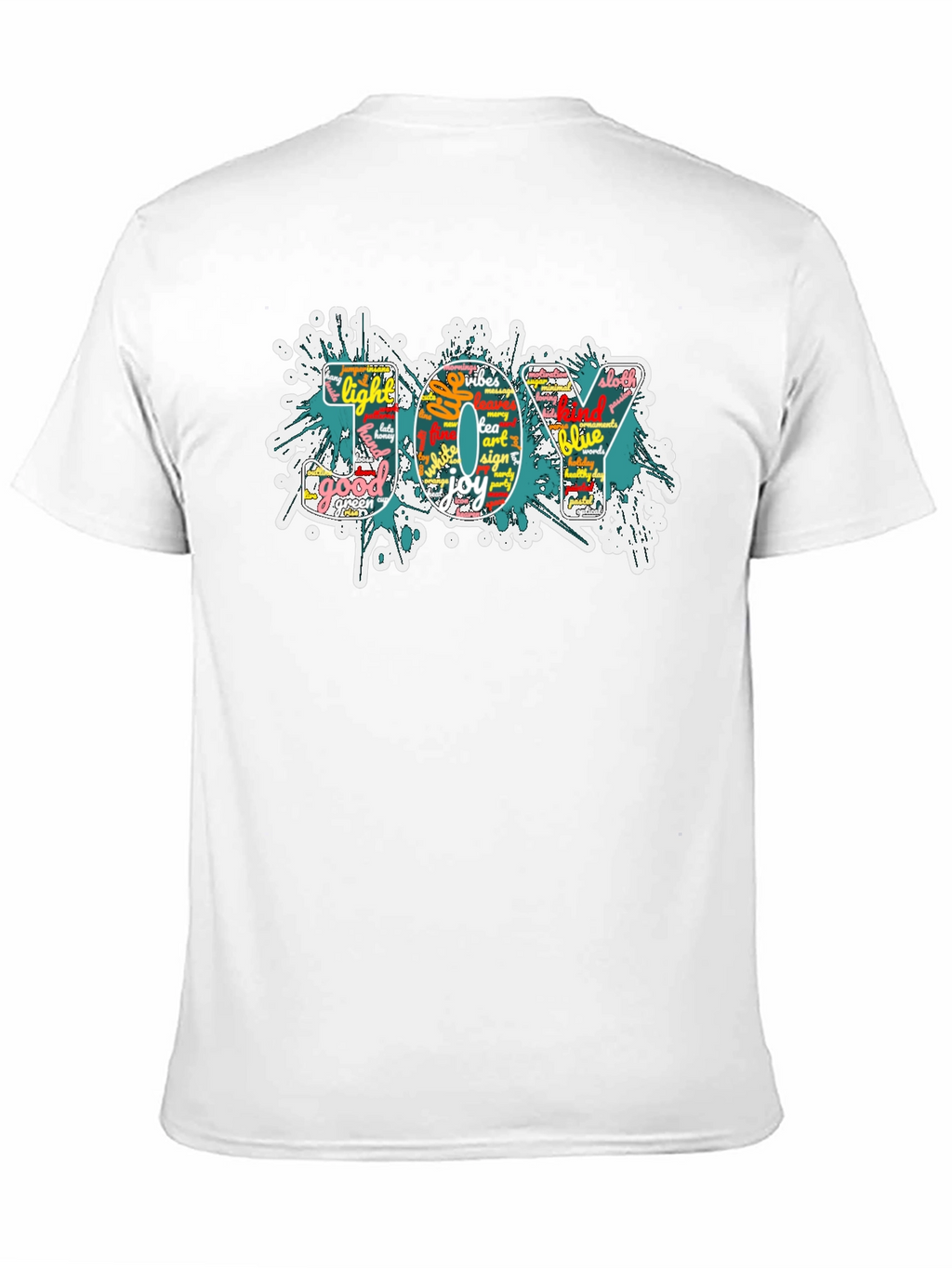 Joy Word Art Mens Black Graphic T-Shirt