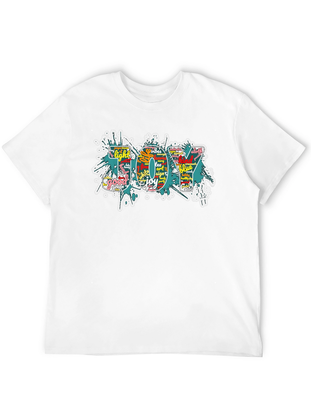 Joy Word Art Mens Black Graphic T-Shirt