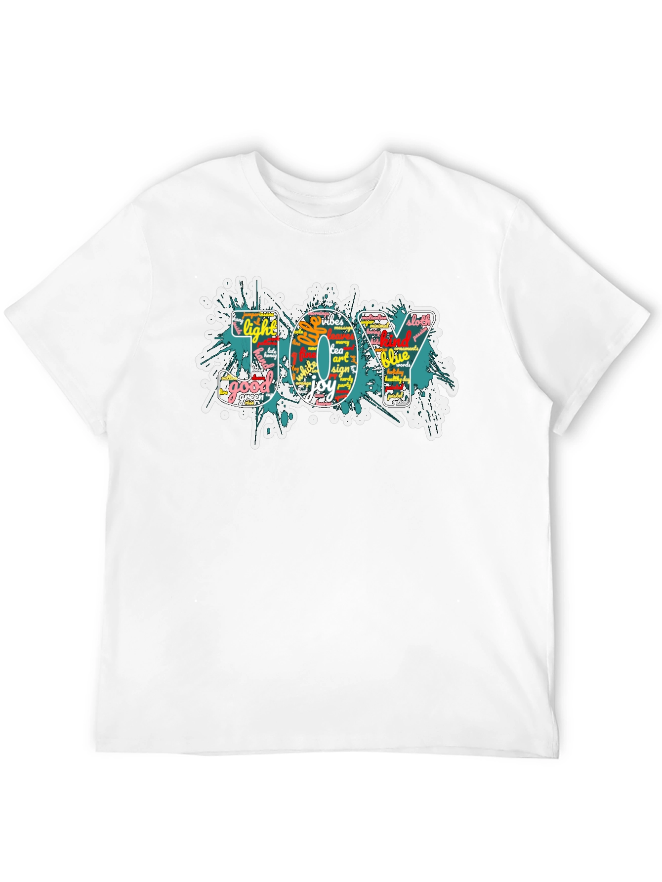 Joy Word Art Mens Black Graphic T-Shirt