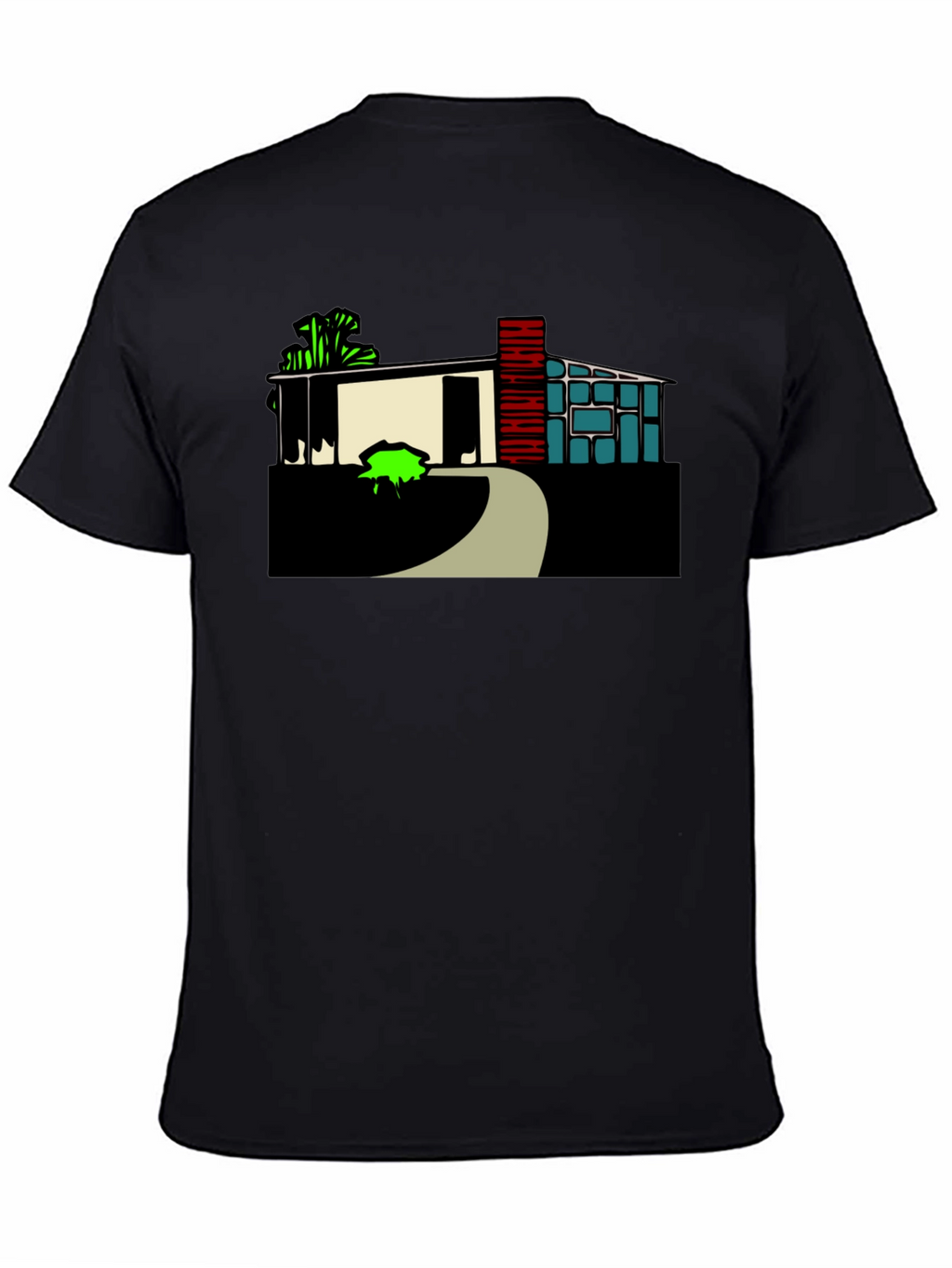 Modern House Graphic Tee - Black Cotton Blend
