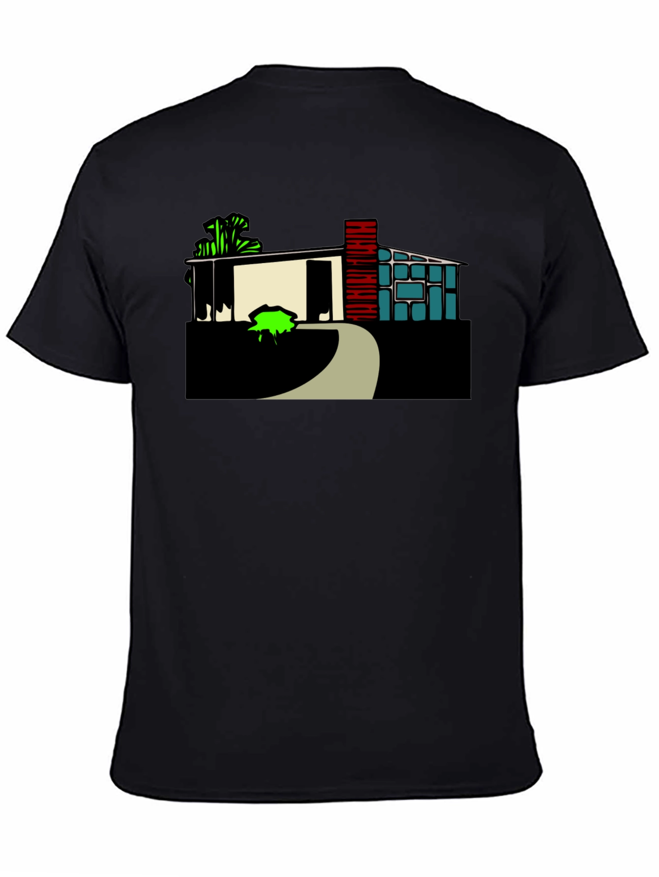 Modern House Graphic Tee - Black Cotton Blend