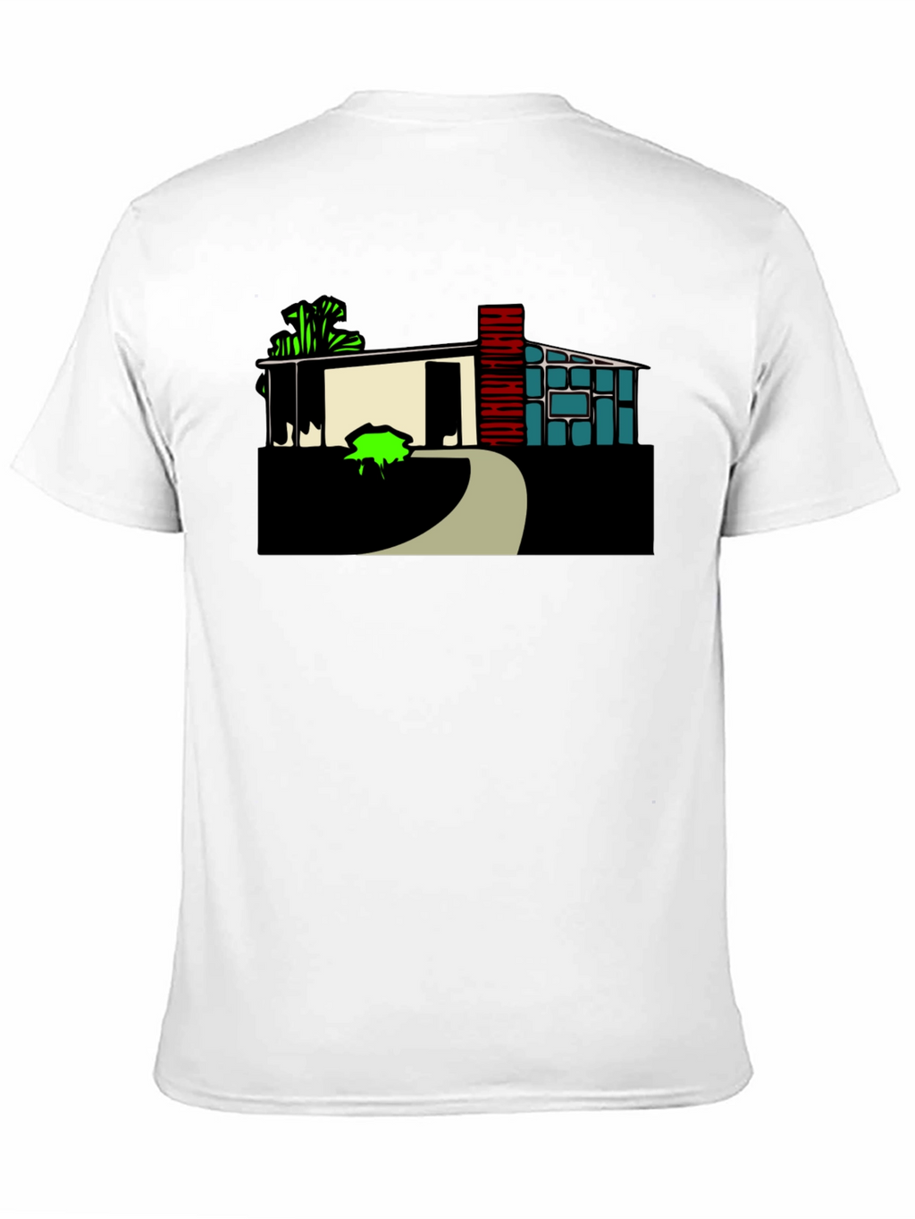Modern House Graphic Tee - Black Cotton Blend