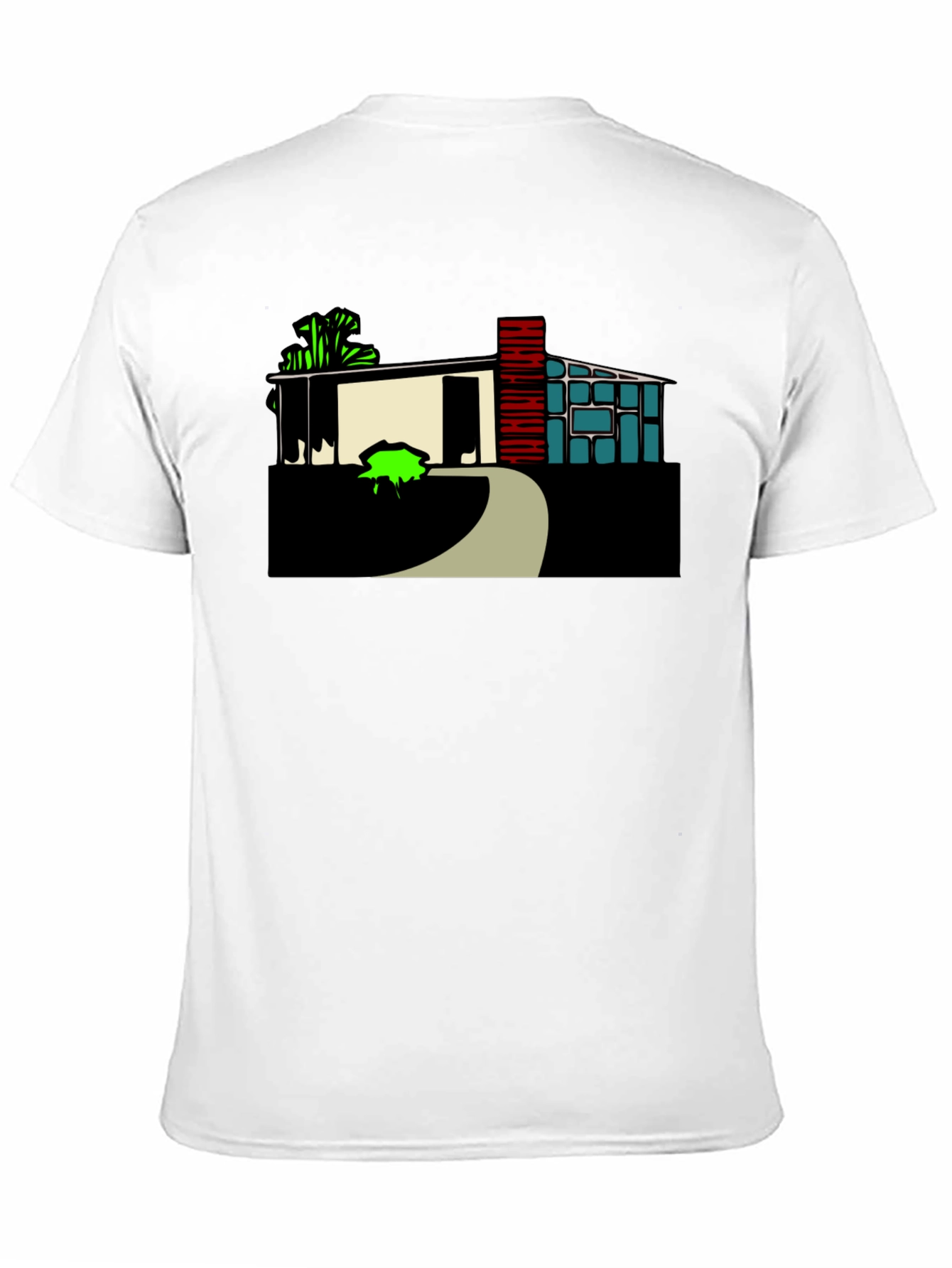 Modern House Graphic Tee - Black Cotton Blend