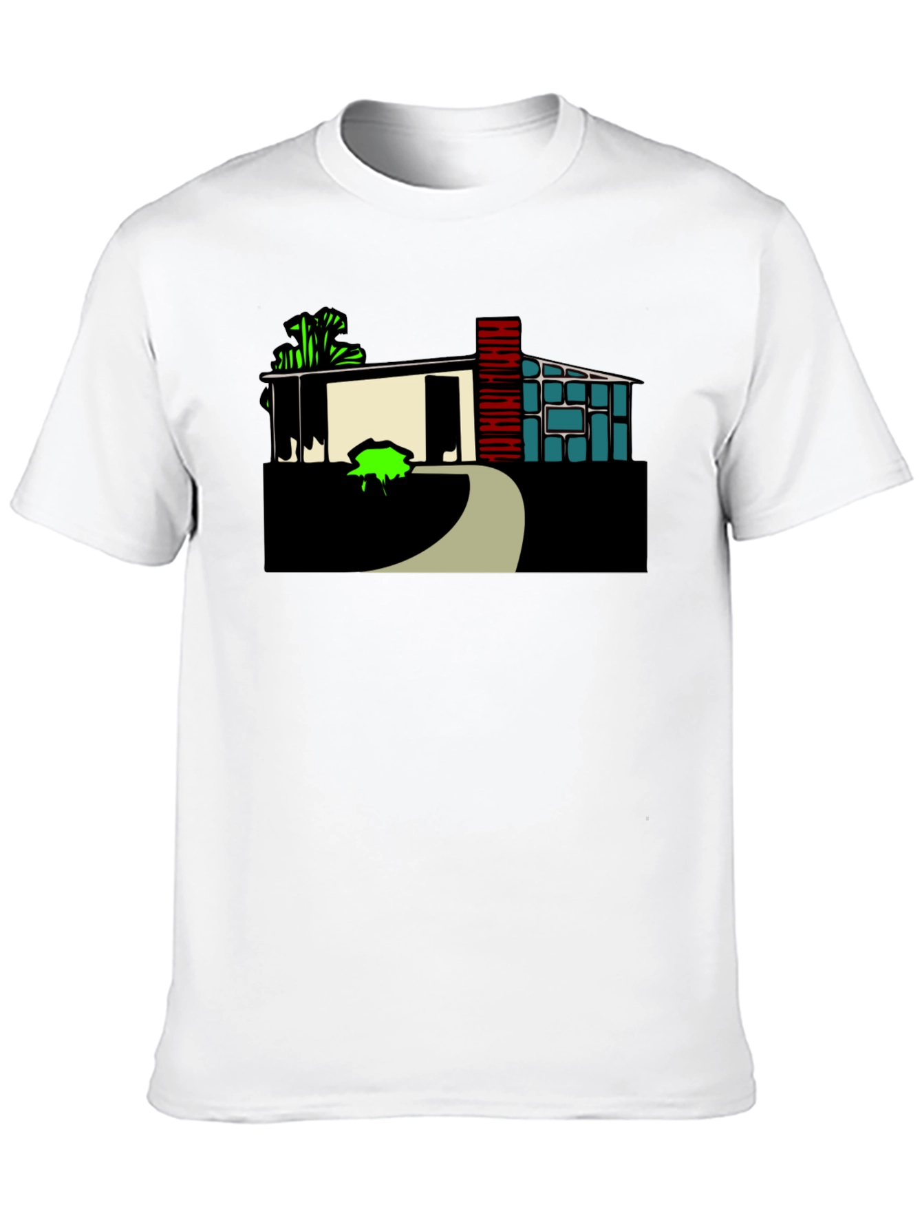 Modern House Graphic Tee - Black Cotton Blend