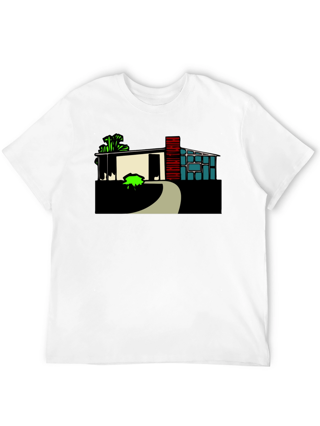 Modern House Graphic Tee - Black Cotton Blend