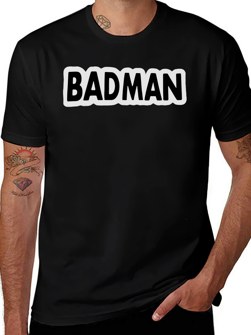 Badman Black Cotton Graphic Tee - Urban Style