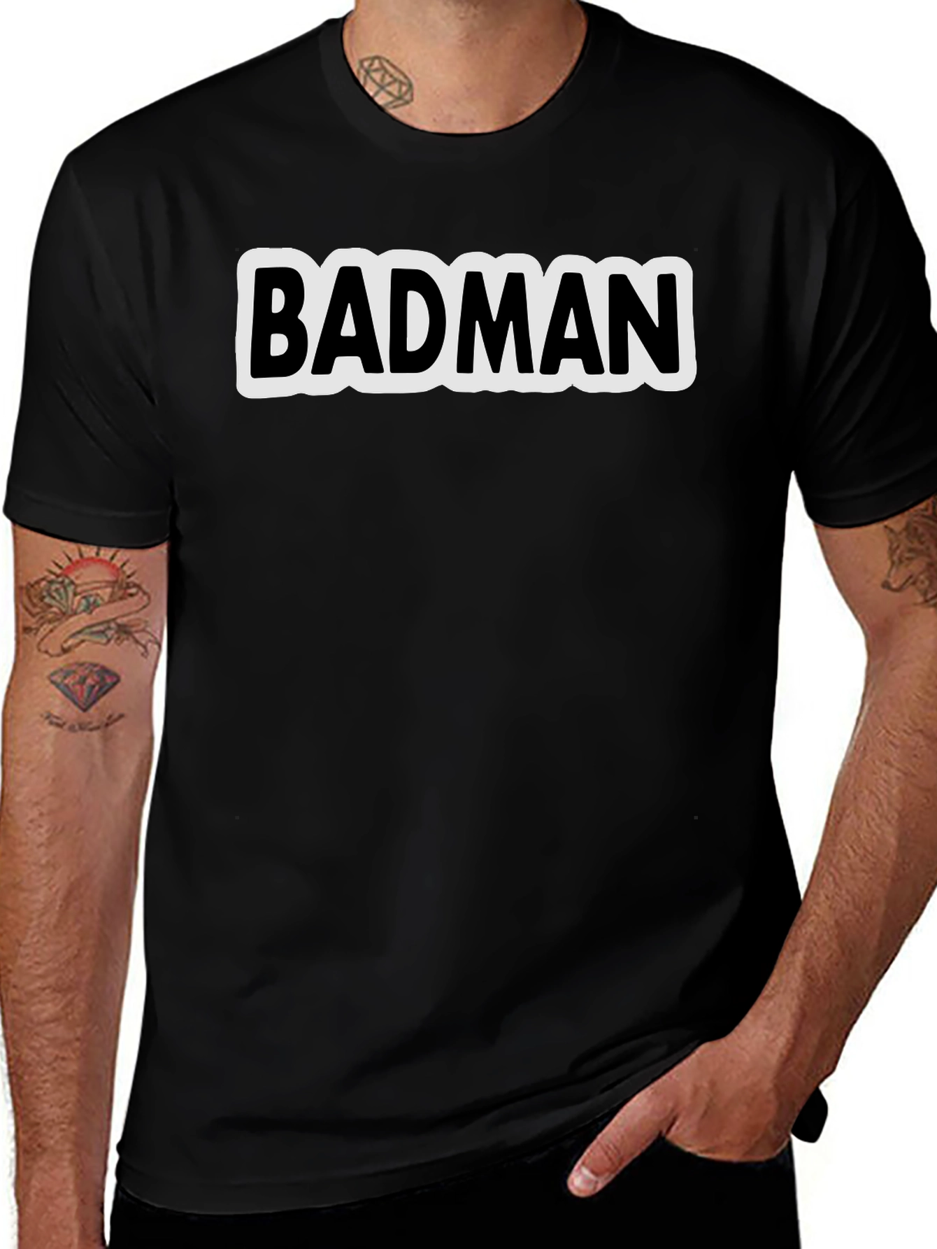 Badman Black Cotton Graphic Tee - Urban Style