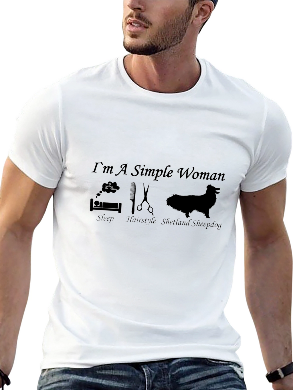 Simple Woman T-Shirt - Dog Sleep Hair Style
