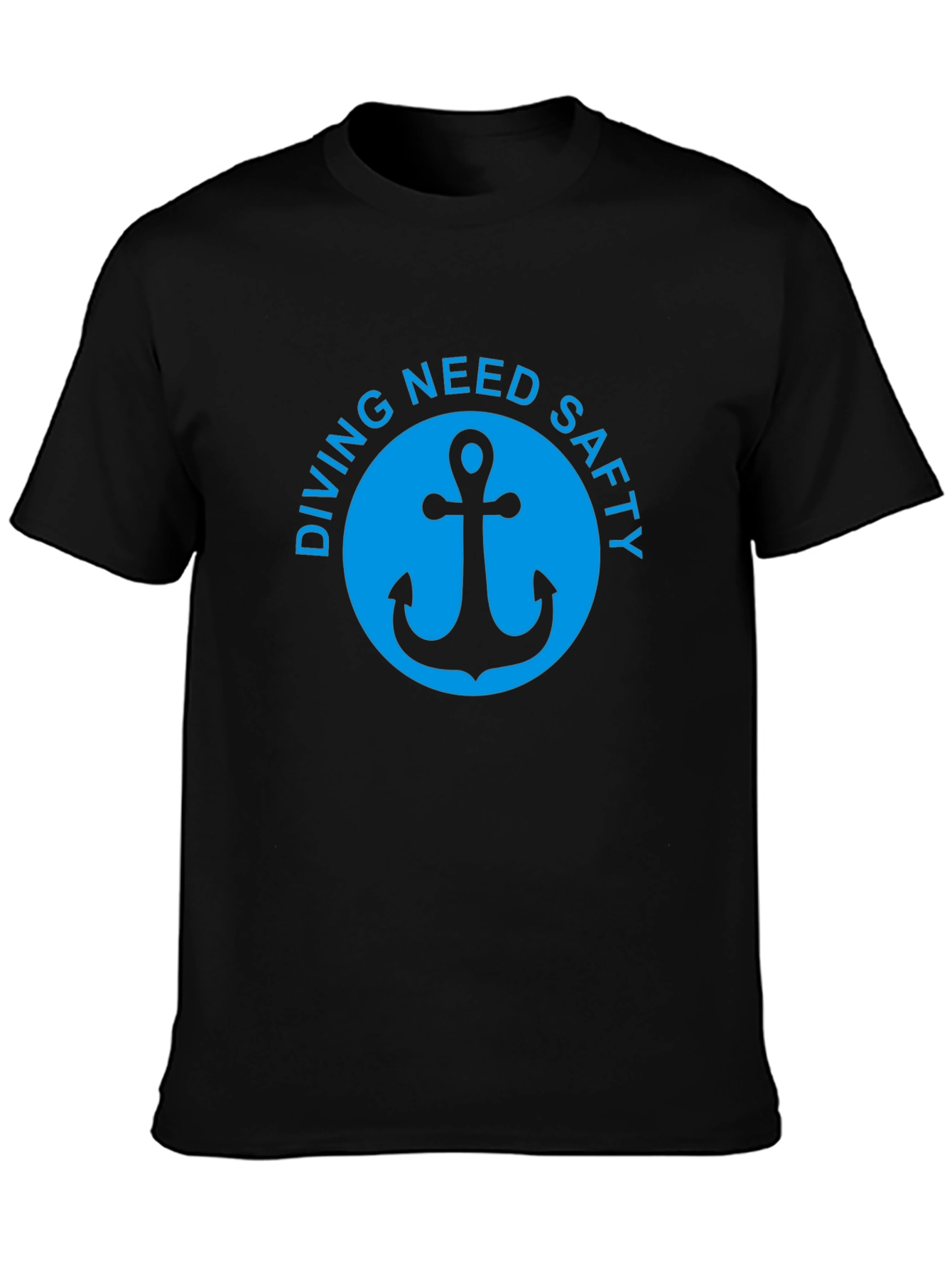 Diving Safety Anchor Graphic Tee - Black Cotton T-Shirt