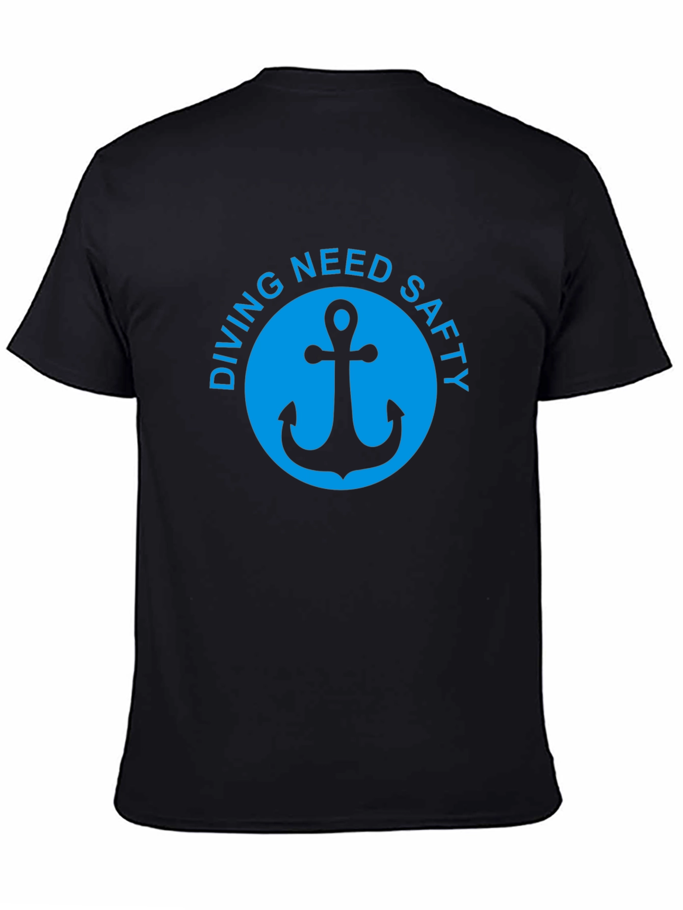 Diving Safety Anchor Graphic Tee - Black Cotton T-Shirt