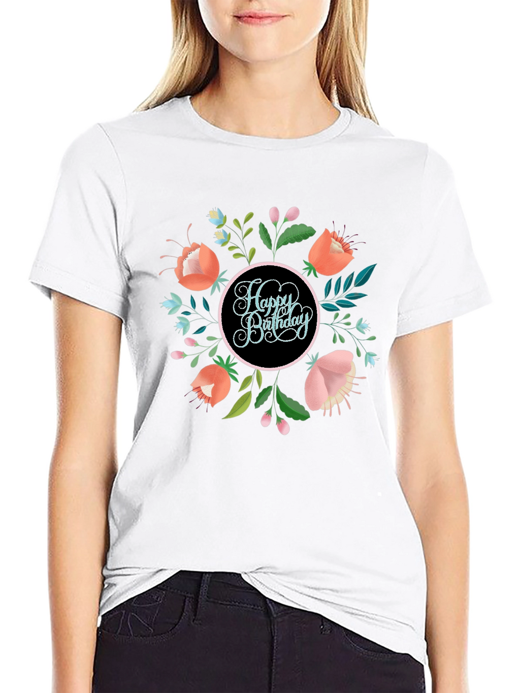 Happy Birthday Floral Graphic Tee