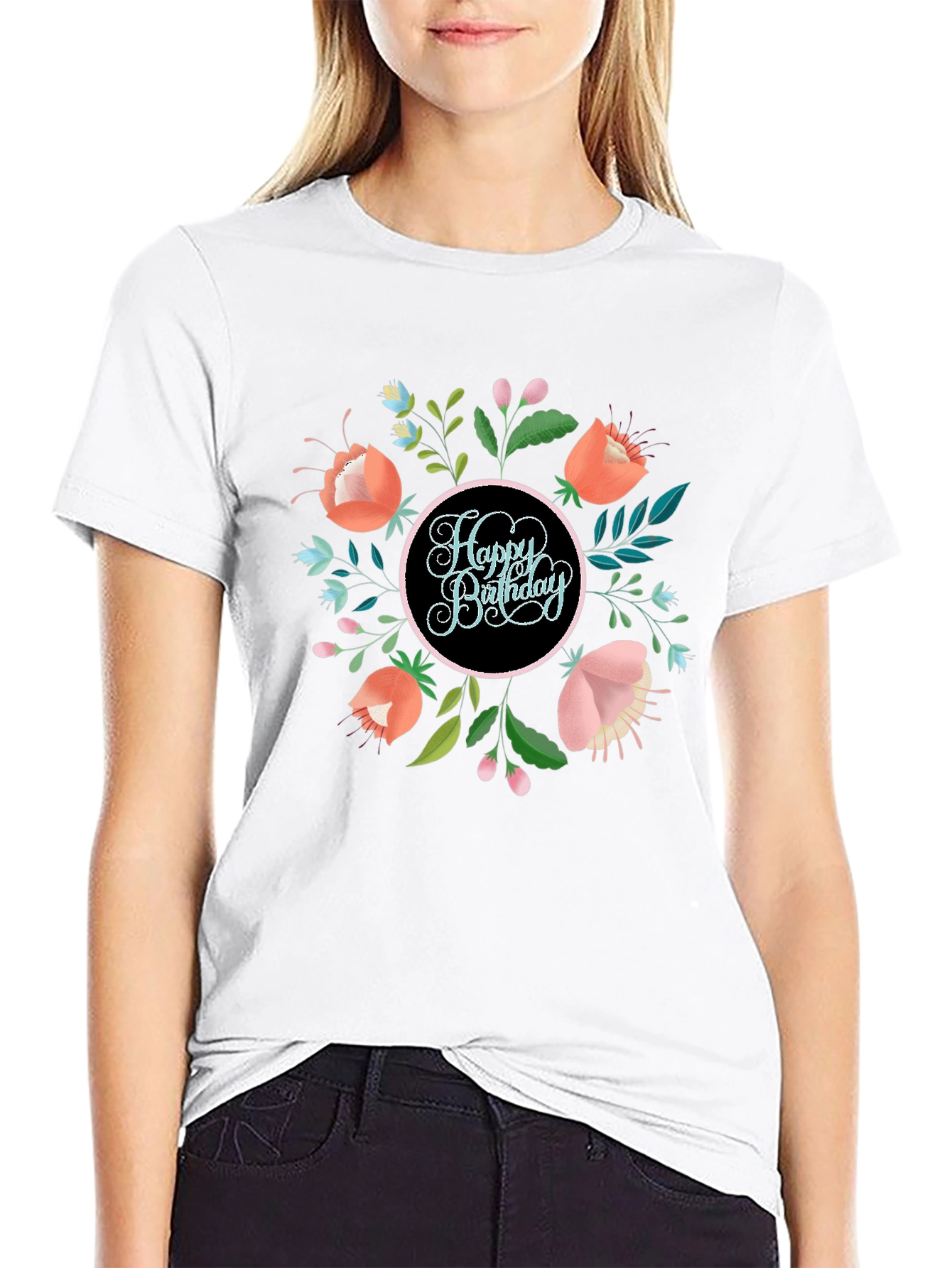 Happy Birthday Floral Graphic Tee