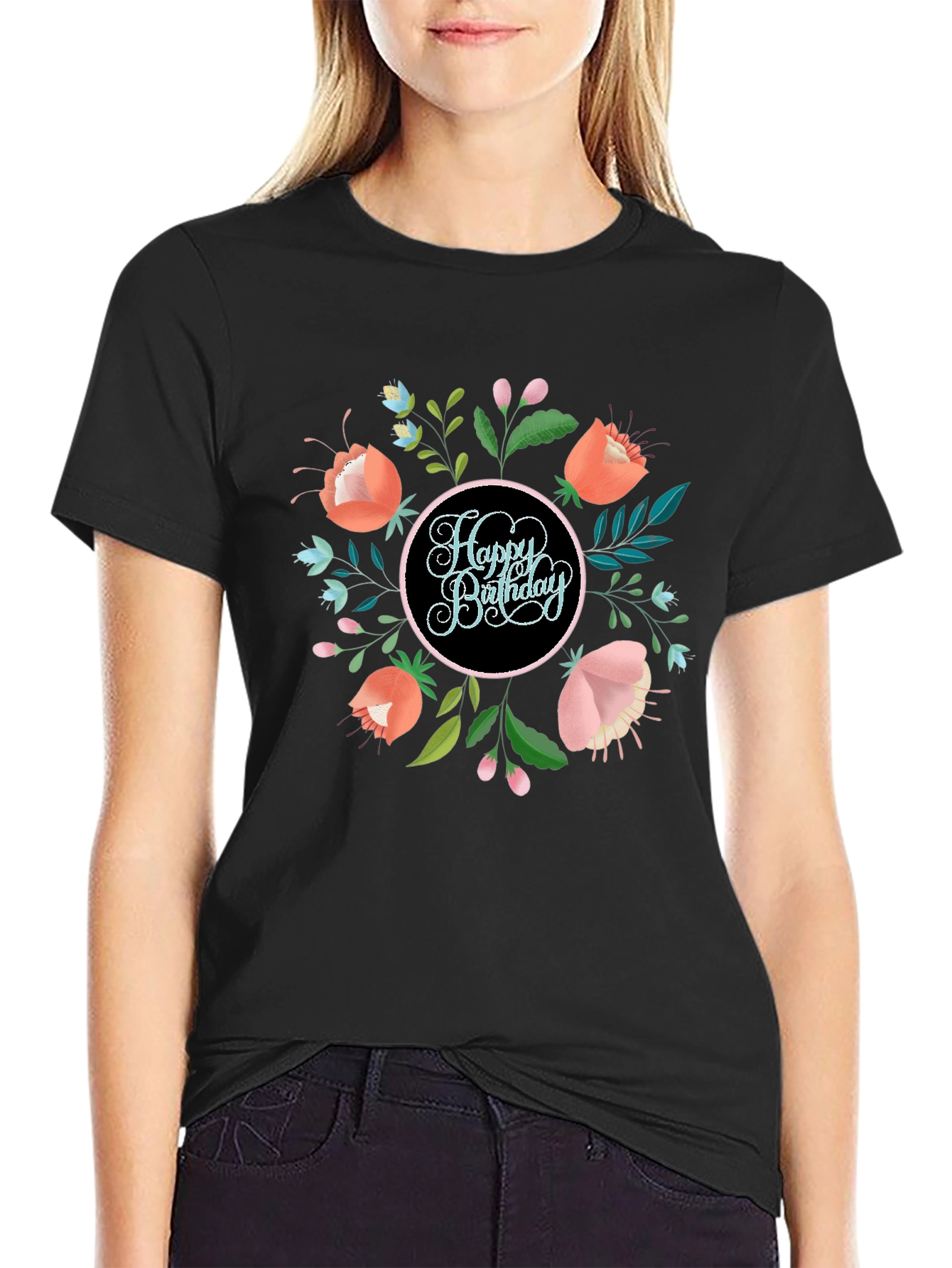 Happy Birthday Floral Graphic Tee
