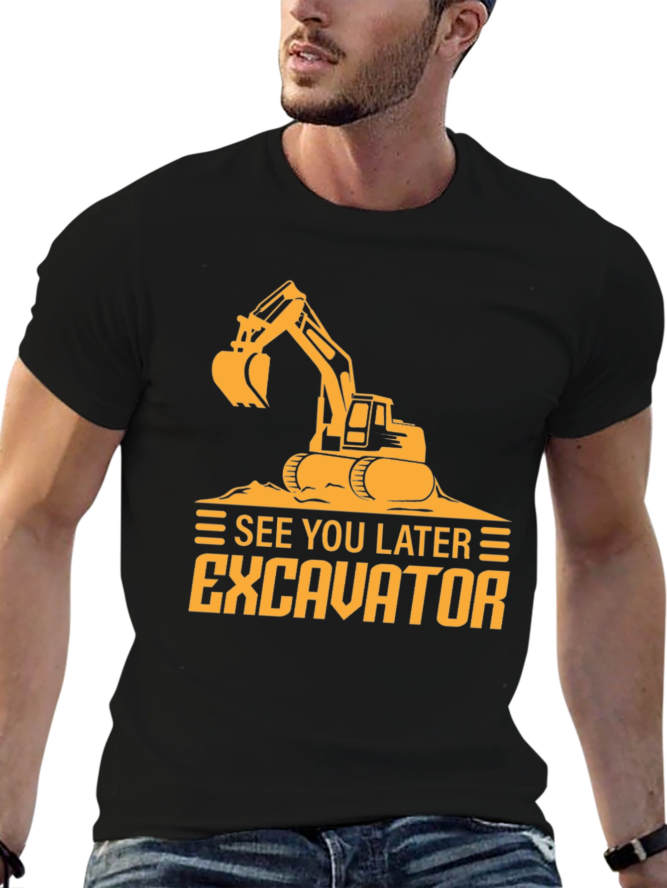 See You Later Excavator Black Graphic Tee