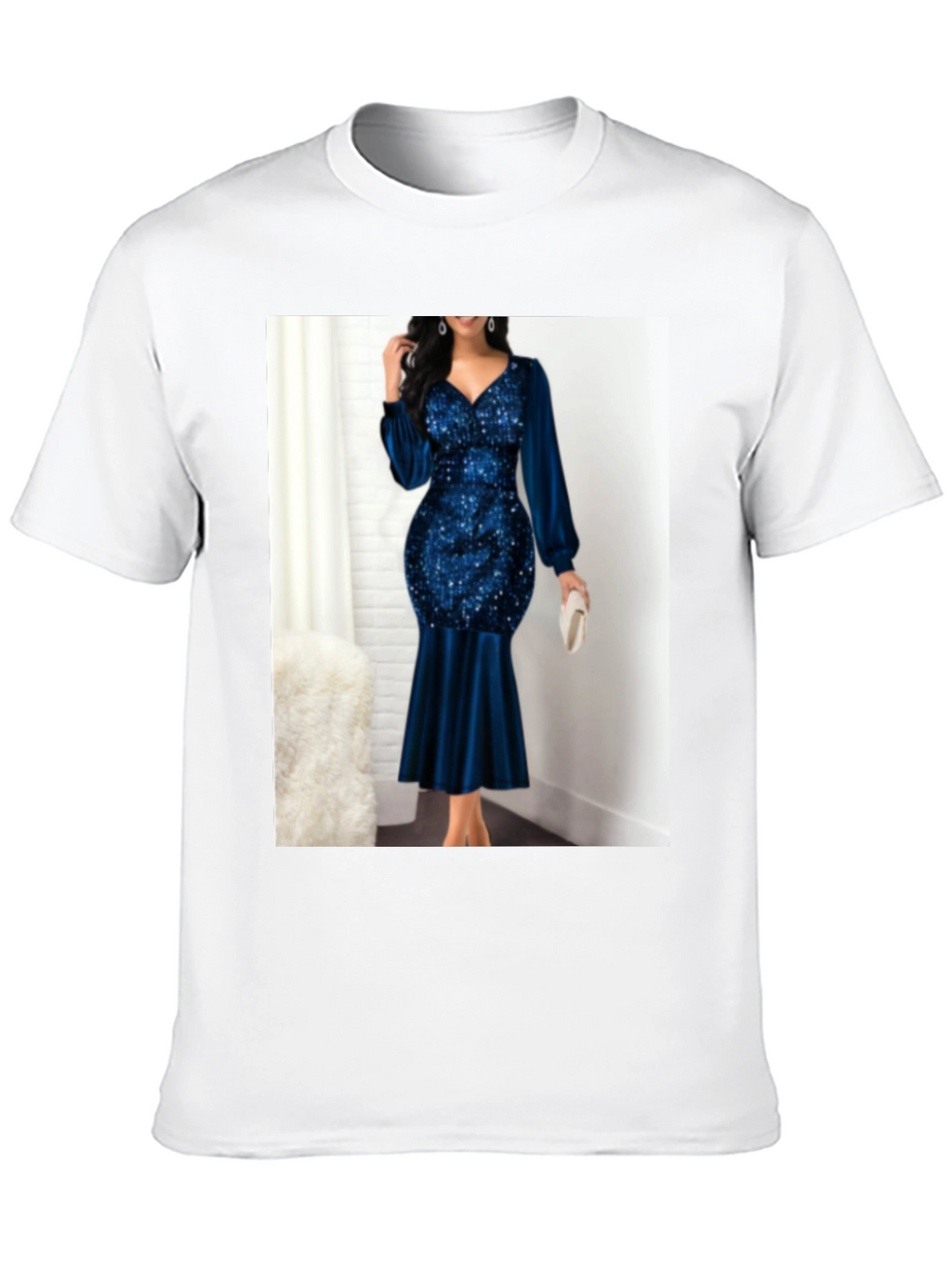 Elegant Sequin & Velvet Evening Dress