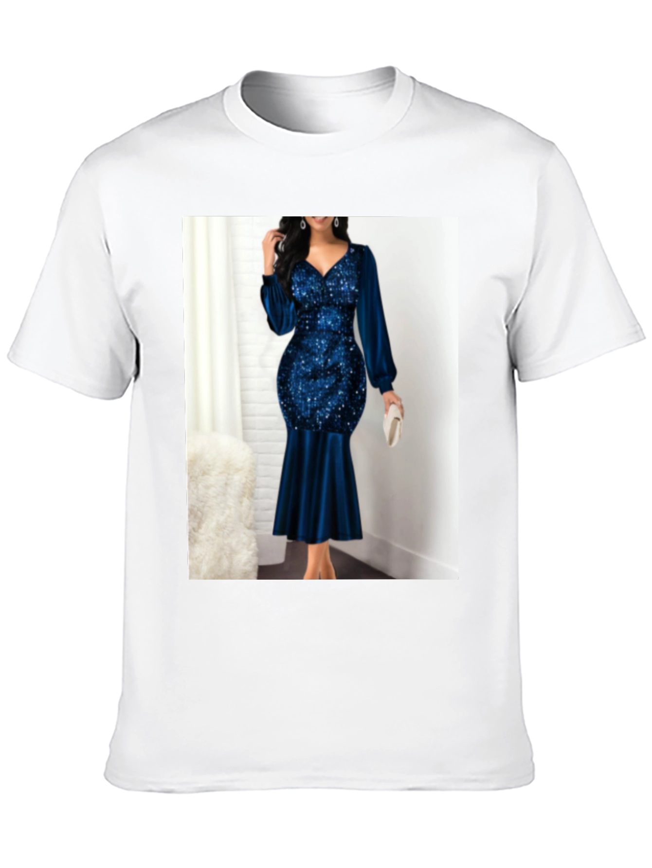 Elegant Sequin & Velvet Evening Dress