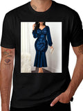 Elegant Sequin & Velvet Evening Dress