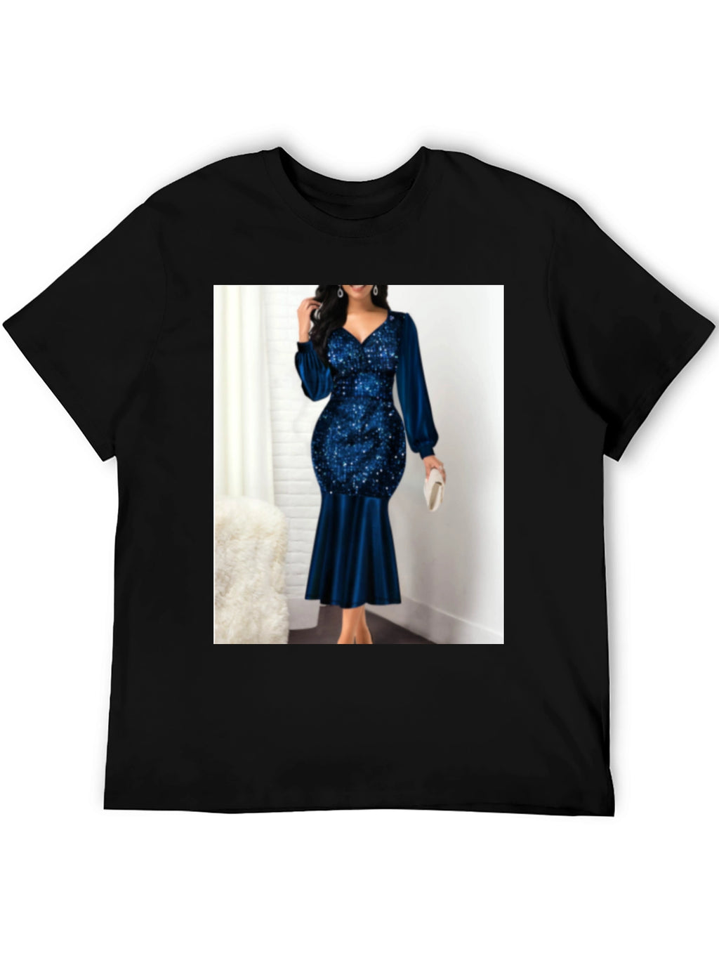 Elegant Sequin & Velvet Evening Dress