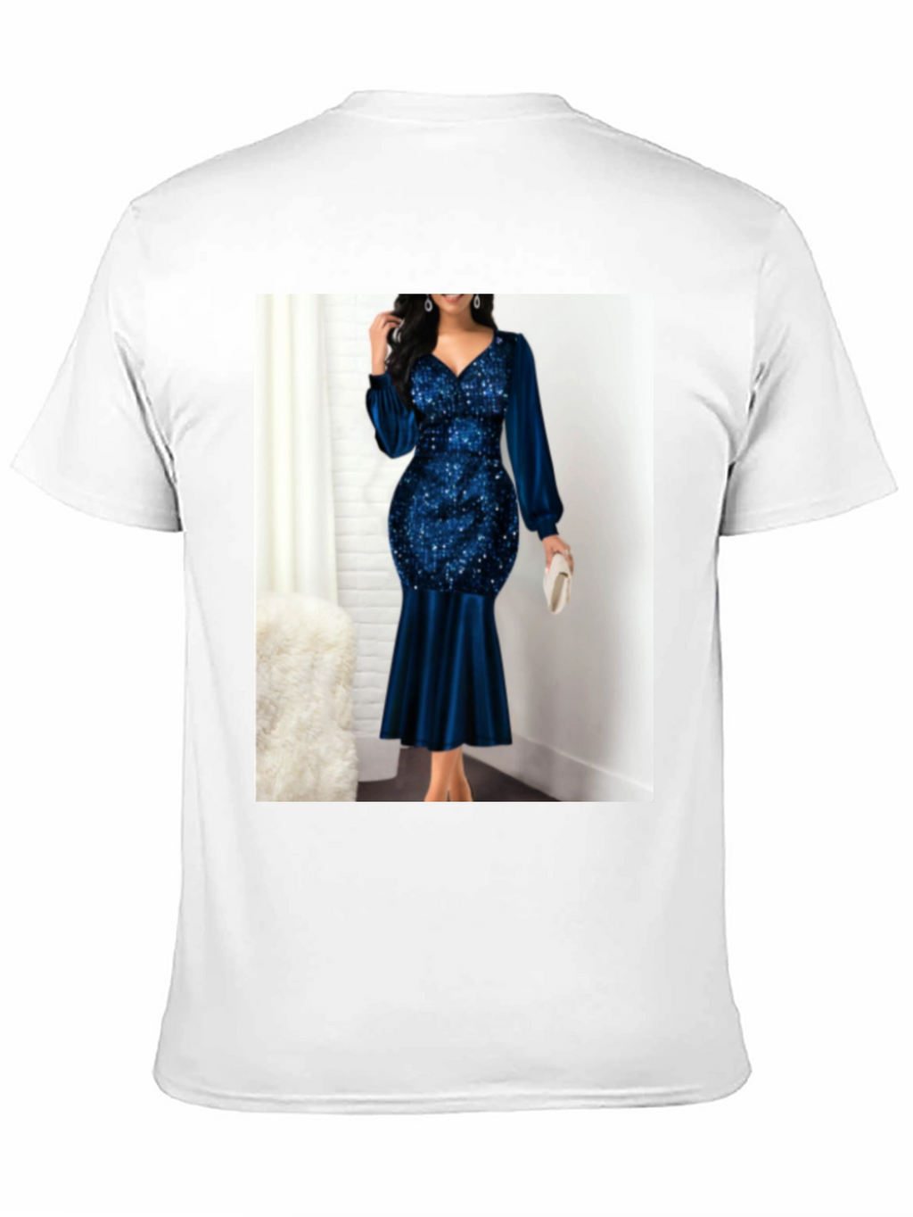 Elegant Sequin & Velvet Evening Dress