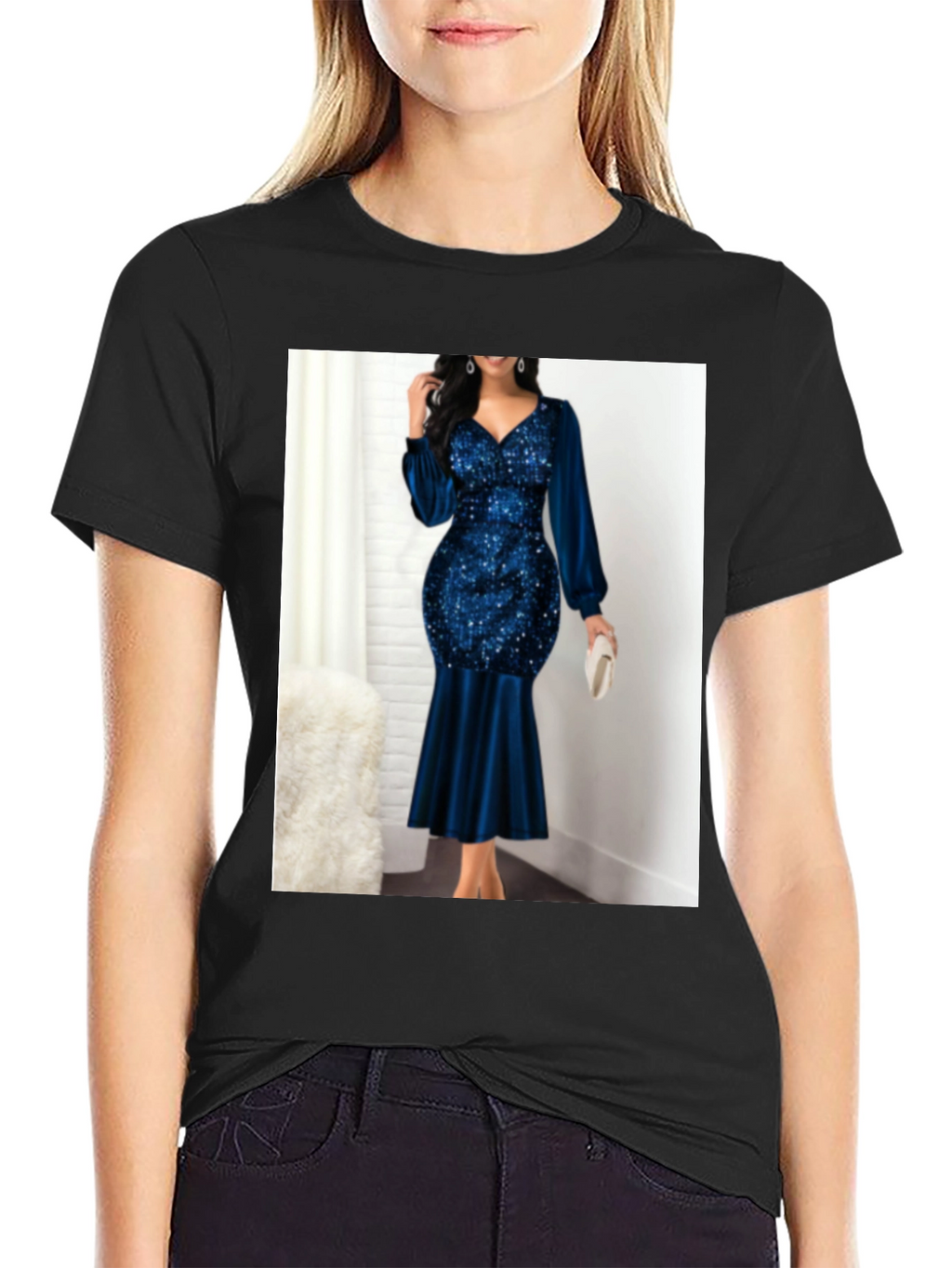 Elegant Sequin & Velvet Evening Dress