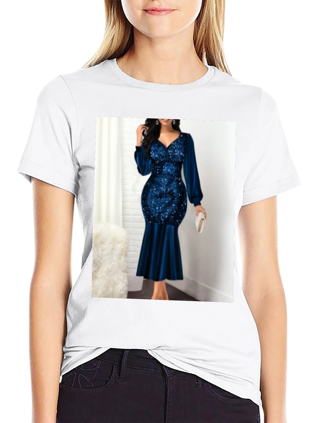 Elegant Sequin & Velvet Evening Dress