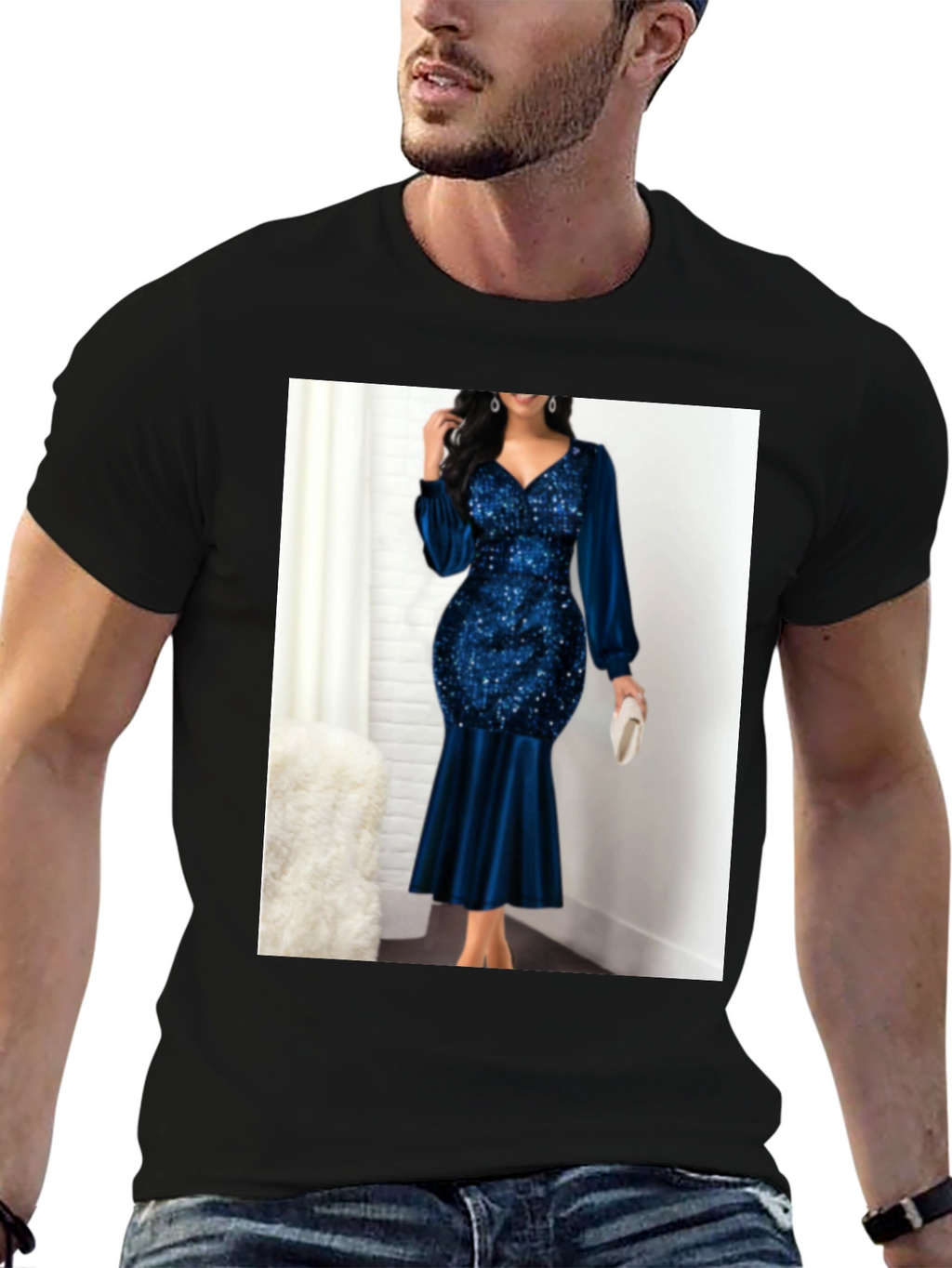 Elegant Sequin & Velvet Evening Dress