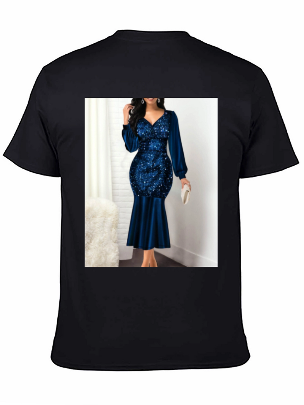 Elegant Sequin & Velvet Evening Dress