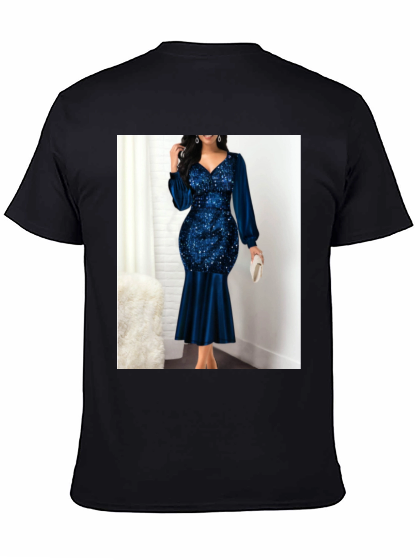 Elegant Sequin & Velvet Evening Dress
