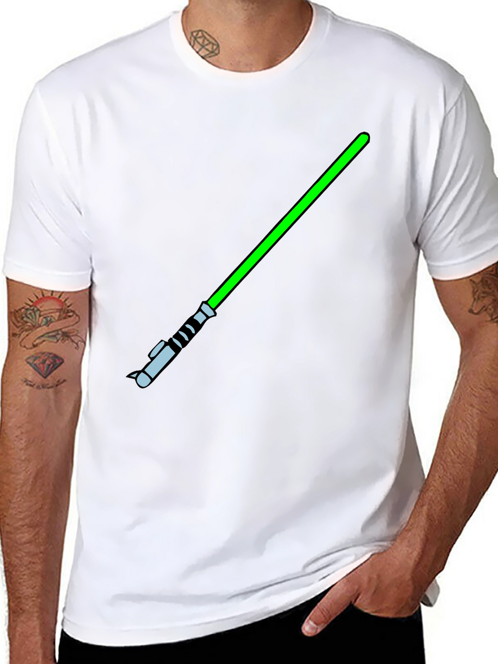 Green Lightsaber Black T-Shirt