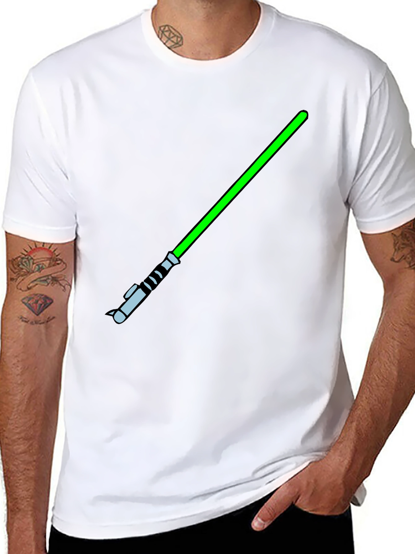 Green Lightsaber Black T-Shirt