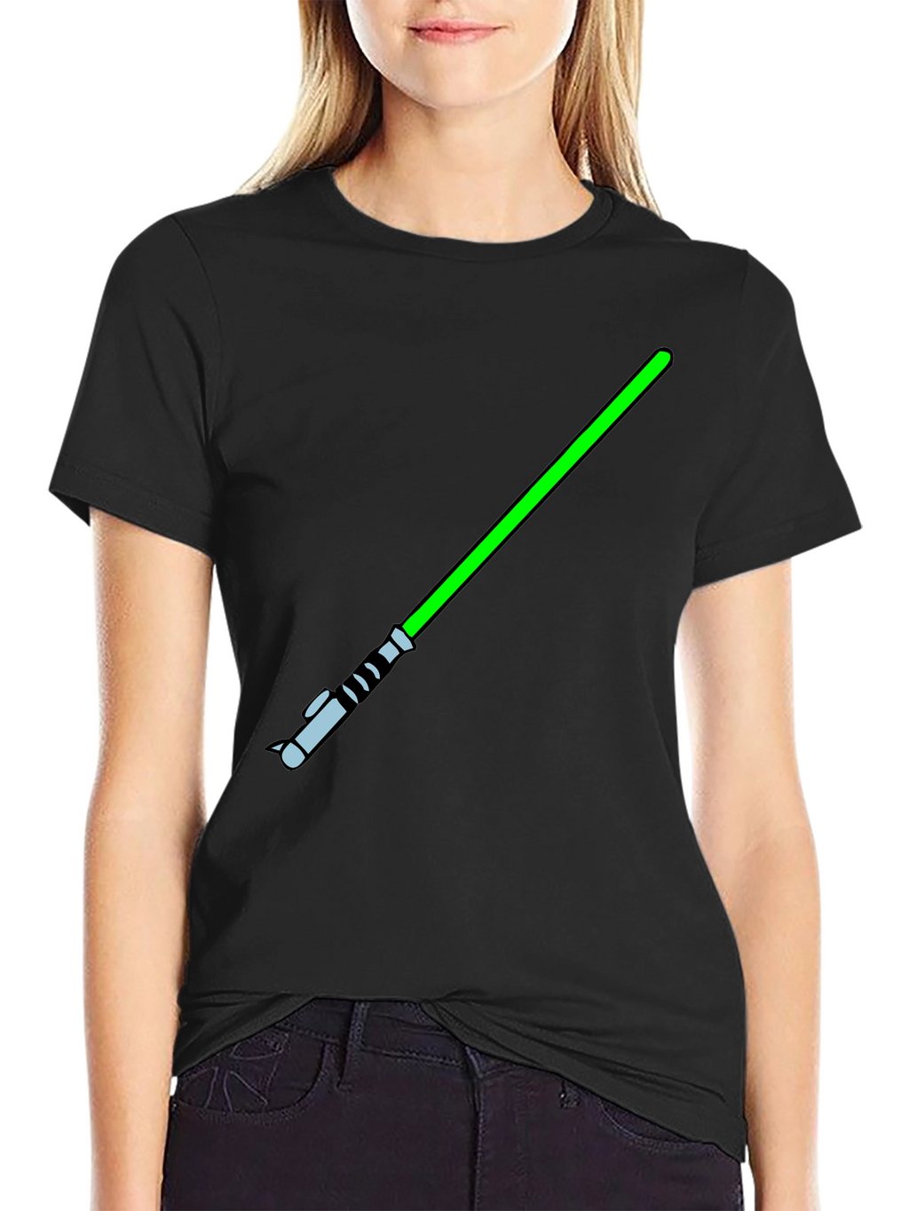 Green Lightsaber Black T-Shirt