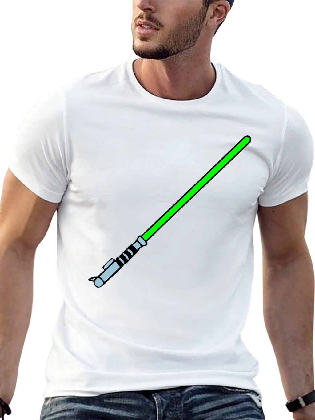 Green Lightsaber Black T-Shirt