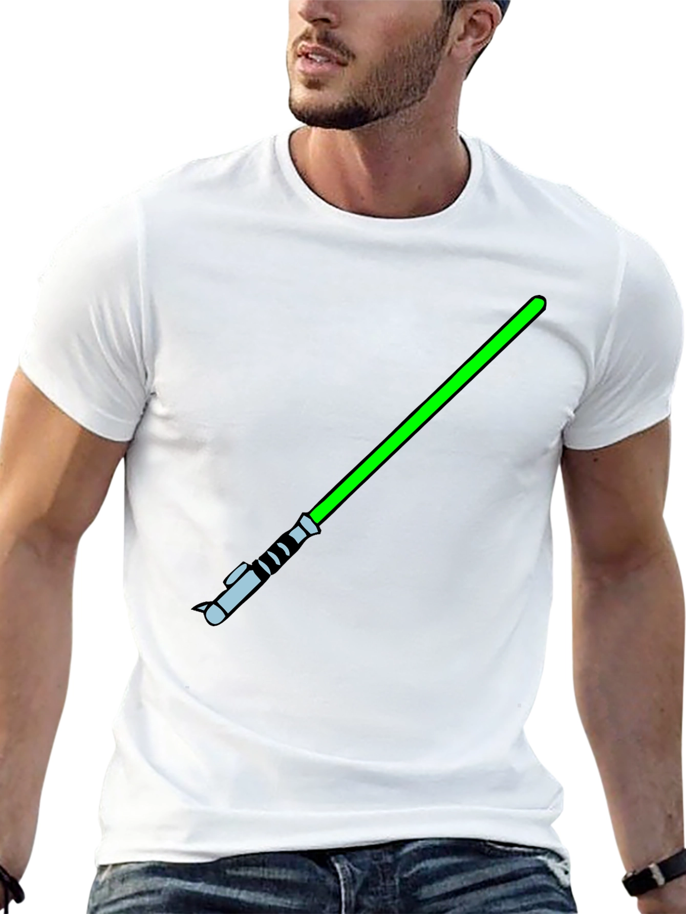 Green Lightsaber Black T-Shirt