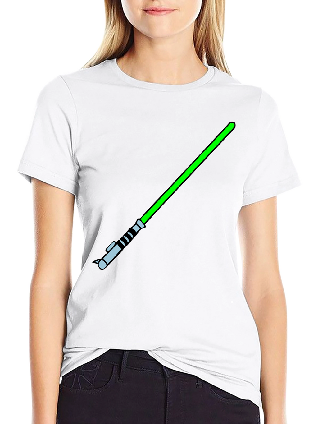 Green Lightsaber Black T-Shirt