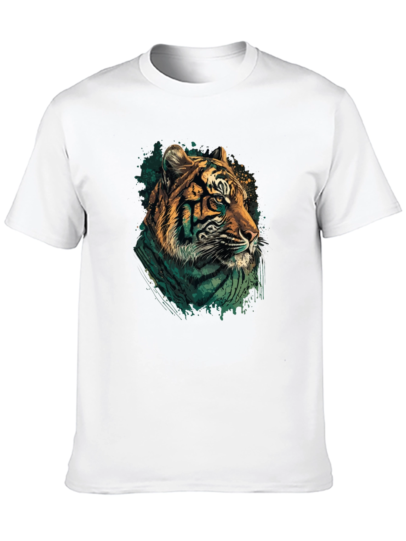Tiger Graphic Print Black Crew Neck T-Shirt