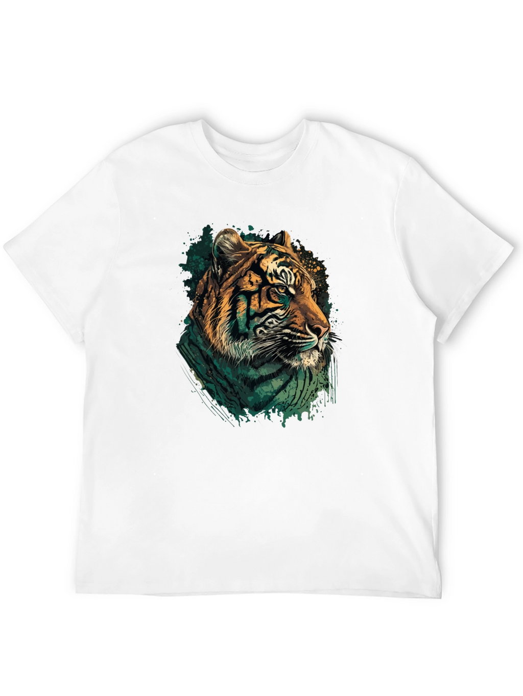 Tiger Graphic Print Black Crew Neck T-Shirt