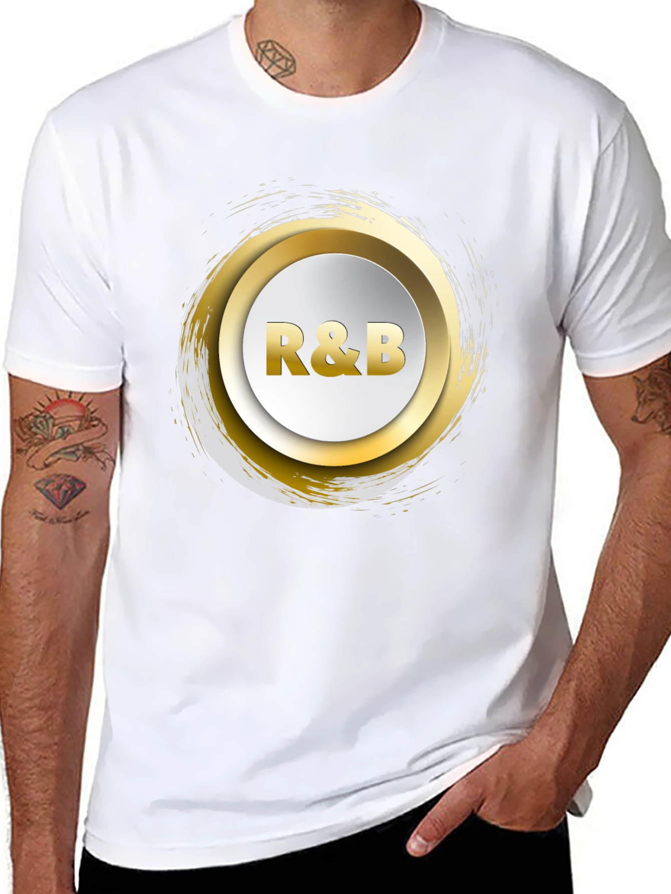 R&B Graphic Tee - Gold Accent Black T-Shirt