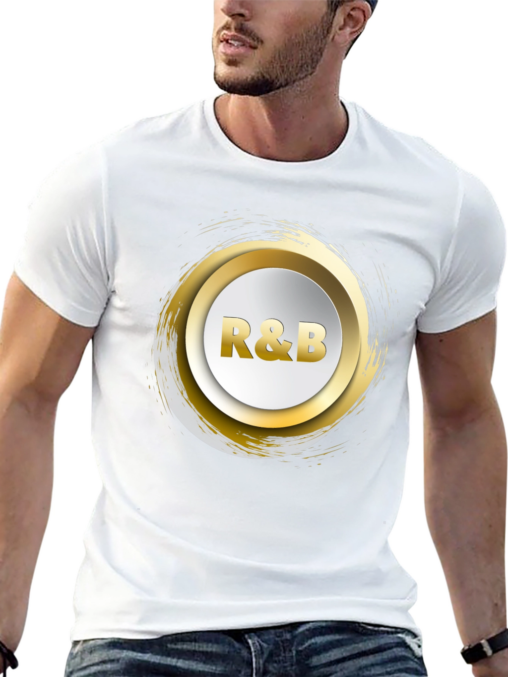 R&B Graphic Tee - Gold Accent Black T-Shirt